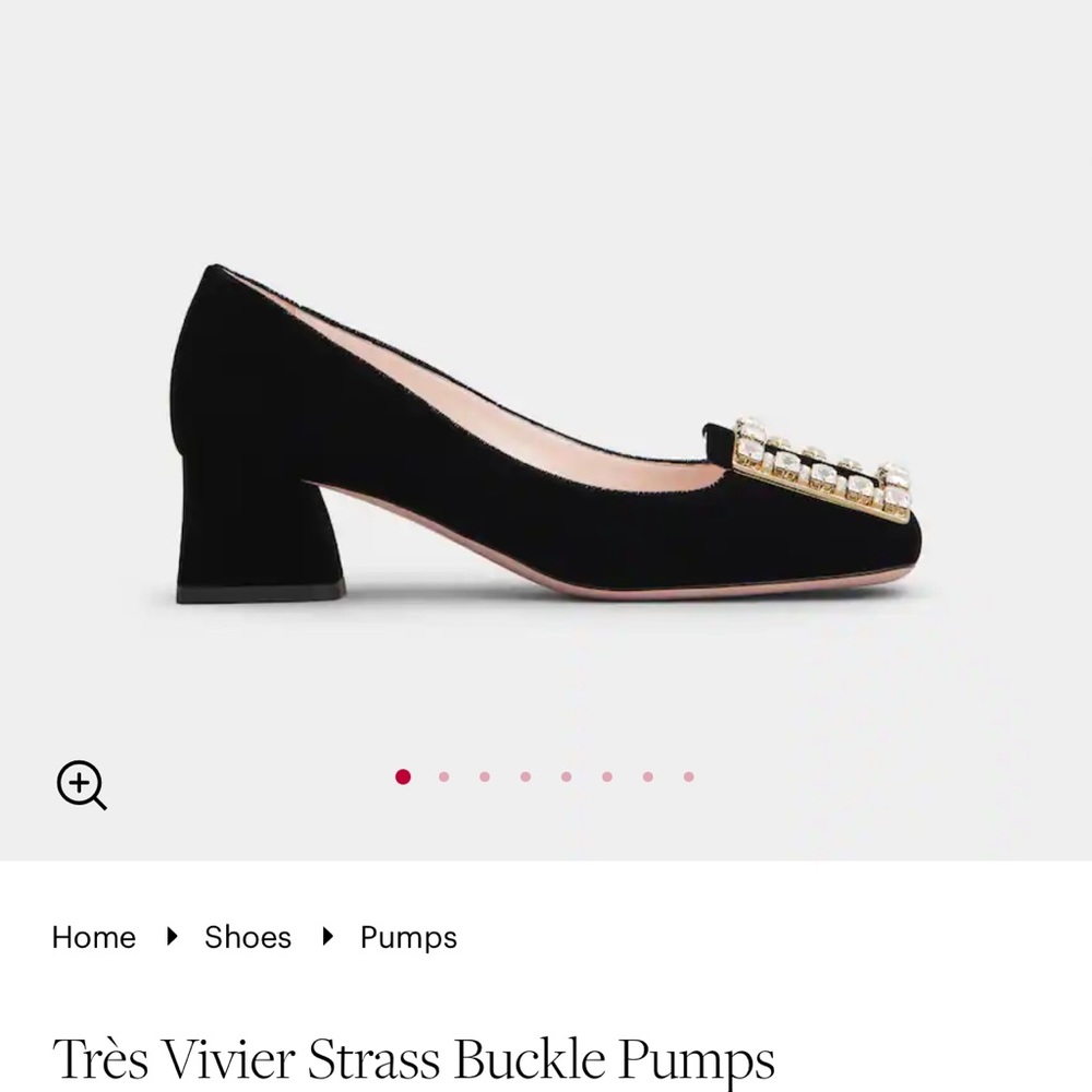 Roger vivier women’s black crystal embellished velvet strass buckle pumps